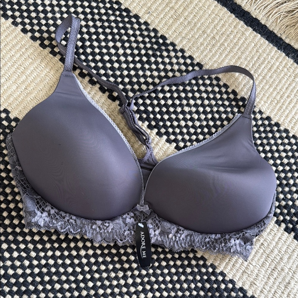 Adore Me Gray Lace Bra